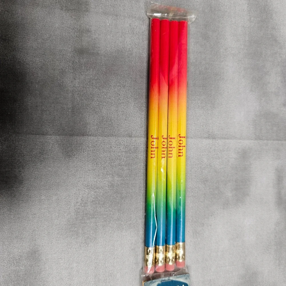 JOHN Personalized My Name Pencils New‎ Old Stock Sealed Rainbow Set of 4 Vintage